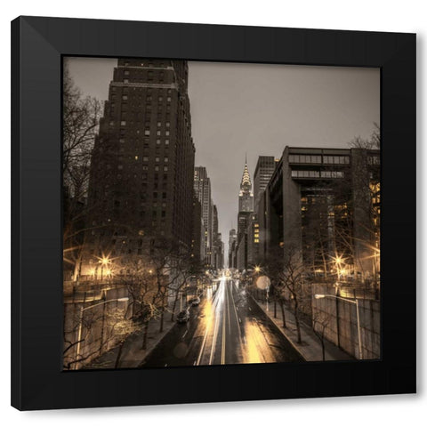 New York city skyline with Chrysler Building in background Black Modern Wood Framed Art Print with Double Matting by Frank, Assaf