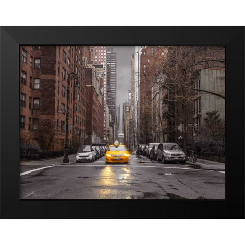 Streets of Manhattan with cars, New York City Black Modern Wood Framed Art Print by Frank, Assaf