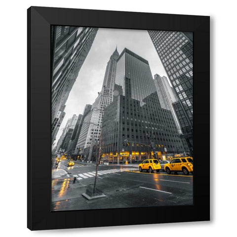 Traffic signal on New York city street Black Modern Wood Framed Art Print with Double Matting by Frank, Assaf