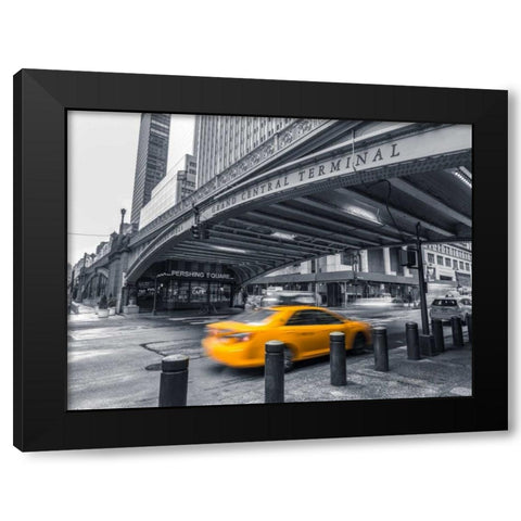Cab on New York city street Black Modern Wood Framed Art Print with Double Matting by Frank, Assaf