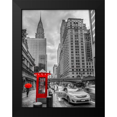 Cab on New York city street,FTBR 1855 Black Modern Wood Framed Art Print by Frank, Assaf