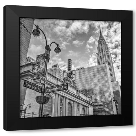 New York city scape with Chrysler Building Black Modern Wood Framed Art Print with Double Matting by Frank, Assaf