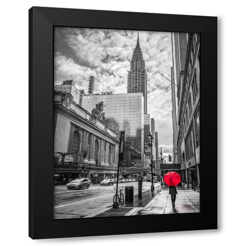 New York city scape with Chrysler Building,FTBR 1854 Black Modern Wood Framed Art Print with Double Matting by Frank, Assaf