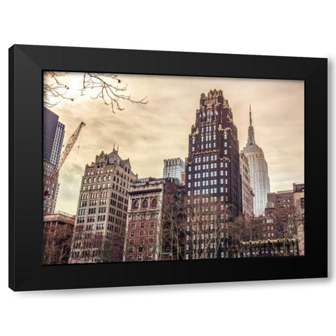 New York cityscape Black Modern Wood Framed Art Print with Double Matting by Frank, Assaf