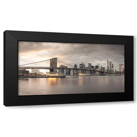 Brooklyn Bridge-New York Black Modern Wood Framed Art Print with Double Matting by Frank, Assaf