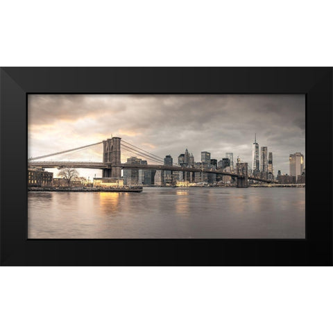 Brooklyn Bridge-New York Black Modern Wood Framed Art Print by Frank, Assaf