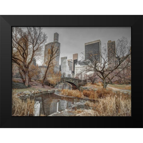 Central park and Manhattan skyline, New York Black Modern Wood Framed Art Print by Frank, Assaf