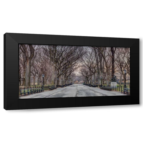 Pathway through Central park, New York Black Modern Wood Framed Art Print with Double Matting by Frank, Assaf