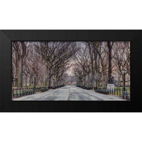 Pathway through Central park, New York Black Modern Wood Framed Art Print by Frank, Assaf