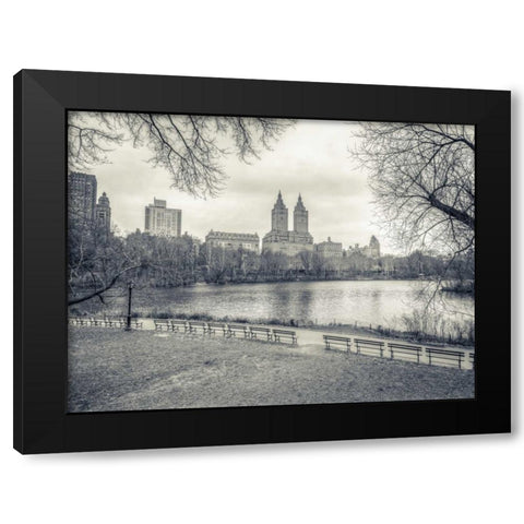 Central park with Manhattan skyline, New York Black Modern Wood Framed Art Print with Double Matting by Frank, Assaf