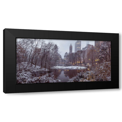 Central park with Manhattan skyline, New York Black Modern Wood Framed Art Print with Double Matting by Frank, Assaf