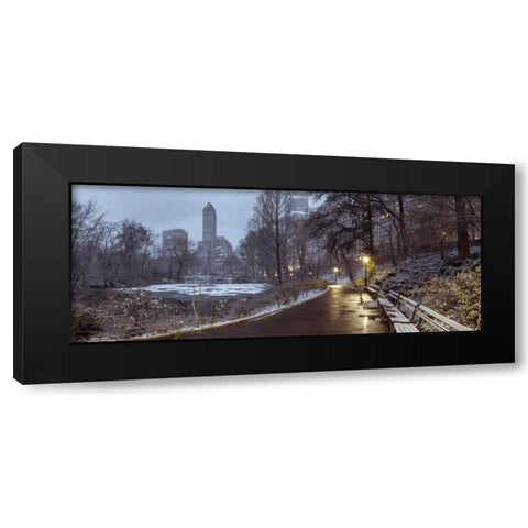 Central park with Manhattan skyline, New York Black Modern Wood Framed Art Print with Double Matting by Frank, Assaf