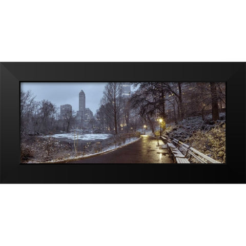 Central park with Manhattan skyline, New York Black Modern Wood Framed Art Print by Frank, Assaf