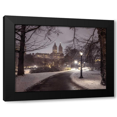 Central park with Manhattan skyline, New York Black Modern Wood Framed Art Print with Double Matting by Frank, Assaf