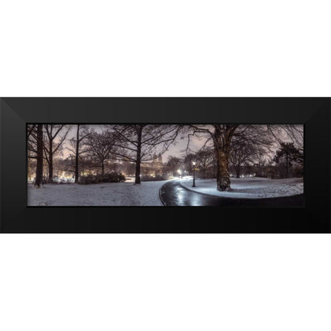 Central park with Manhattan skyline, New York Black Modern Wood Framed Art Print by Frank, Assaf