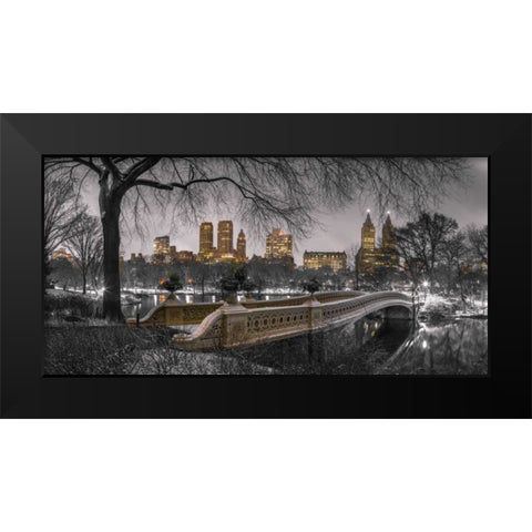 Central park with Manhattan skyline, New York Black Modern Wood Framed Art Print by Frank, Assaf
