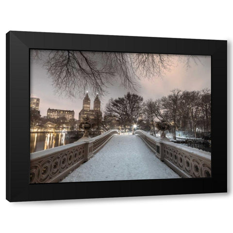 Central park with Manhattan skyline, New York Black Modern Wood Framed Art Print with Double Matting by Frank, Assaf