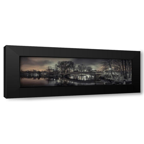 Central park with Manhattan skyline, New York Black Modern Wood Framed Art Print with Double Matting by Frank, Assaf