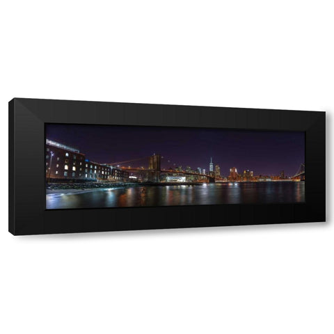 Brooklyn bridge and Lower Manhattan skyline, New York Black Modern Wood Framed Art Print with Double Matting by Frank, Assaf