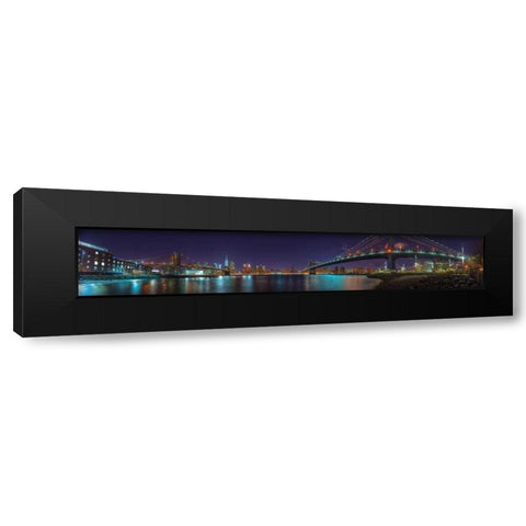 Brooklyn bridge and Manhattan bridge over East river, Lower Manhattan, New York Black Modern Wood Framed Art Print with Double Matting by Frank, Assaf