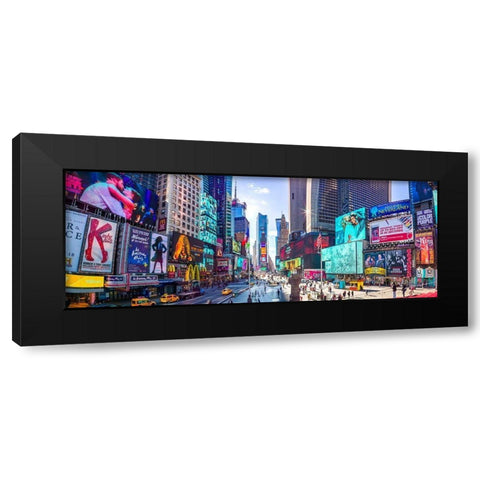 Times Square-New York City Black Modern Wood Framed Art Print with Double Matting by Frank, Assaf