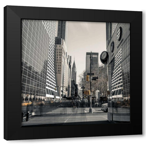 New York cityscape Black Modern Wood Framed Art Print with Double Matting by Frank, Assaf