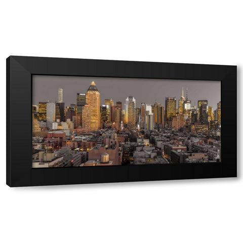 Lower Manhattan cityscape, New York Black Modern Wood Framed Art Print with Double Matting by Frank, Assaf