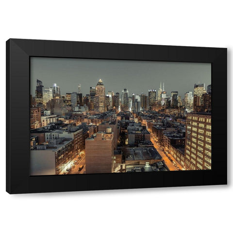 Lower Manhattan-New York Black Modern Wood Framed Art Print with Double Matting by Frank, Assaf