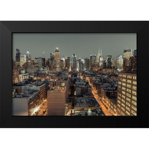 Lower Manhattan-New York Black Modern Wood Framed Art Print by Frank, Assaf