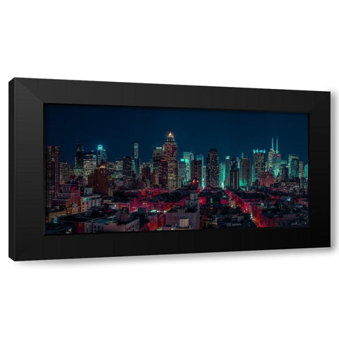 Lower Manhattan-New York Black Modern Wood Framed Art Print with Double Matting by Frank, Assaf