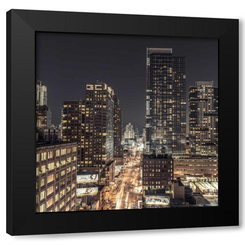 Lower Manhattan cityscape, New York Black Modern Wood Framed Art Print with Double Matting by Frank, Assaf