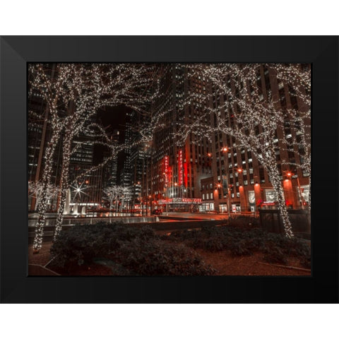 New York city stret in night Black Modern Wood Framed Art Print by Frank, Assaf