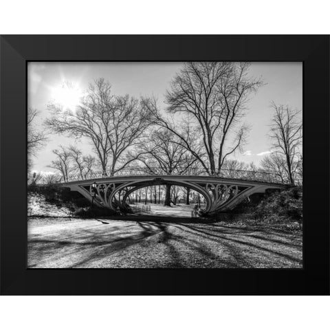 Walkway bridge in Central park, New York, FTBR-1920 Black Modern Wood Framed Art Print by Frank, Assaf