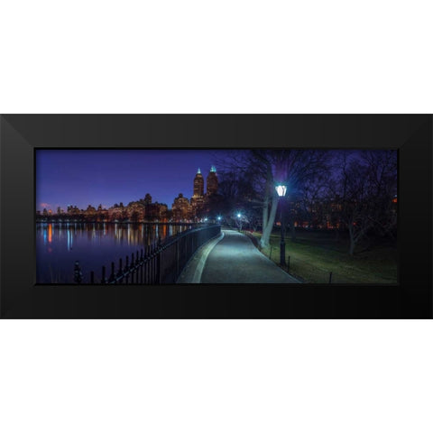 Central park in evening, New York Black Modern Wood Framed Art Print by Frank, Assaf