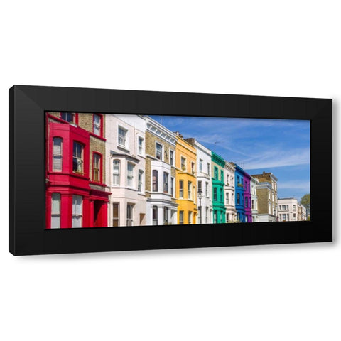 Colorful buildings on Portobello Road, London Black Modern Wood Framed Art Print by Frank, Assaf