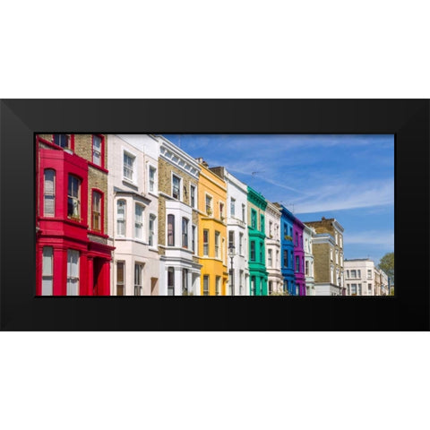 Colorful buildings on Portobello Road, London Black Modern Wood Framed Art Print by Frank, Assaf