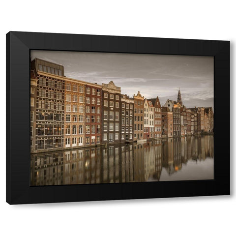 Houses alongside canal-Amsterdam Black Modern Wood Framed Art Print with Double Matting by Frank, Assaf