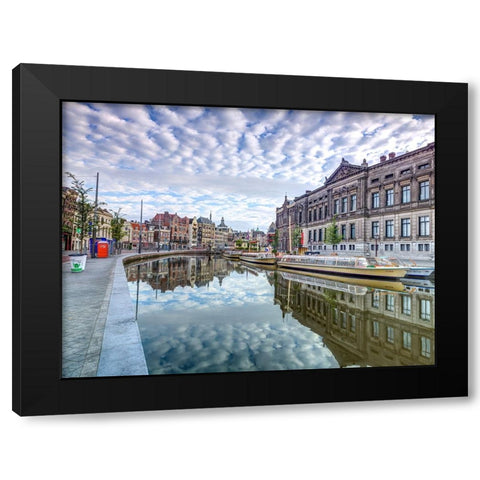 Amsterdam-reflections Black Modern Wood Framed Art Print with Double Matting by Frank, Assaf