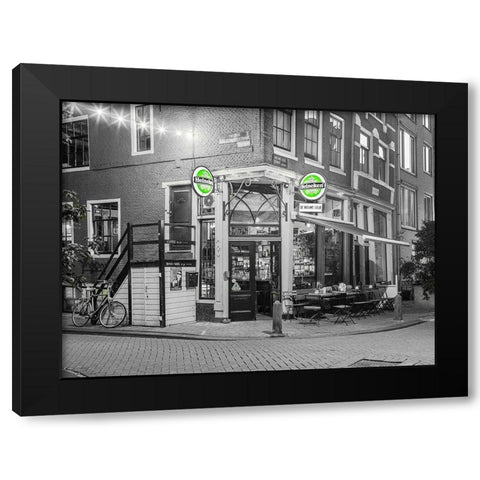 Street cafe in Amsterdam Black Modern Wood Framed Art Print by Frank, Assaf