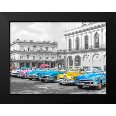 Vintage cars in Havava Black Modern Wood Framed Art Print by Frank, Assaf
