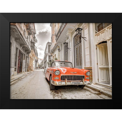 Vintage car on street of Havana-Cuba Black Modern Wood Framed Art Print by Frank, Assaf