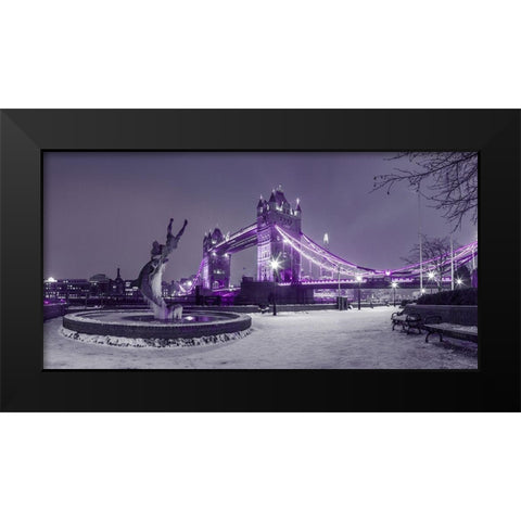 Dolphin fountain -London Black Modern Wood Framed Art Print by Frank, Assaf
