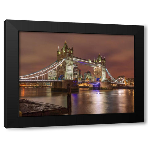 Tower bridge at night-London Black Modern Wood Framed Art Print with Double Matting by Frank, Assaf