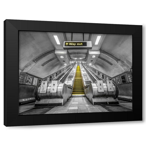 Escalators at subway station Black Modern Wood Framed Art Print with Double Matting by Frank, Assaf