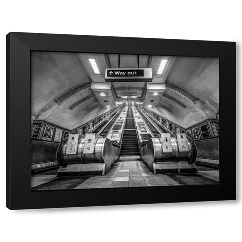 Escalators-London Underground Black Modern Wood Framed Art Print with Double Matting by Frank, Assaf