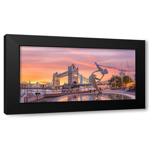 Tower Bridge at sunset, London Black Modern Wood Framed Art Print with Double Matting by Frank, Assaf