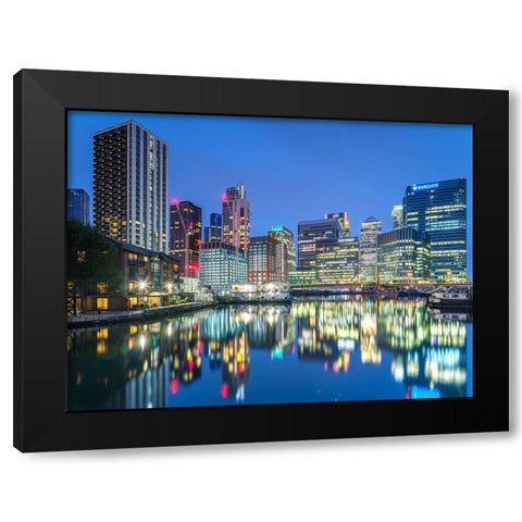 City of-reflection Black Modern Wood Framed Art Print with Double Matting by Frank, Assaf