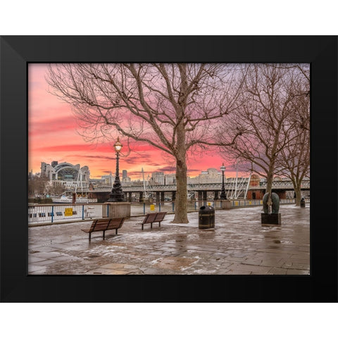 Sunset, Southbank, London Black Modern Wood Framed Art Print by Frank, Assaf