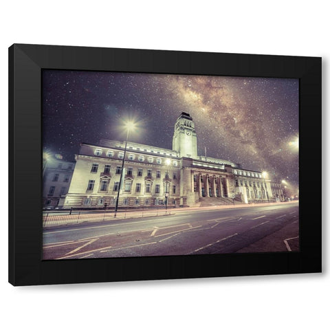 Leeds starry night Black Modern Wood Framed Art Print with Double Matting by Frank, Assaf