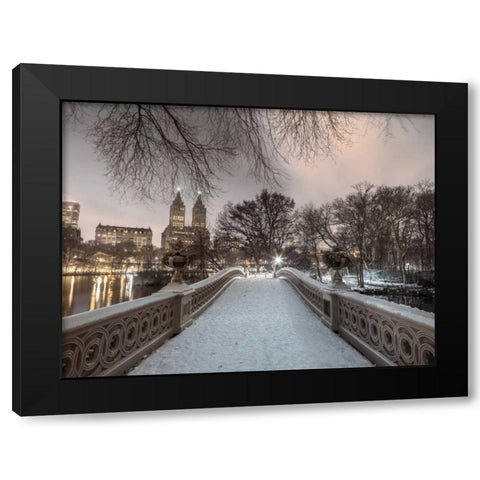 Central park Bow Bridge with Manhattan skyline, New York, AF20160117-746 Black Modern Wood Framed Art Print by Frank, Assaf